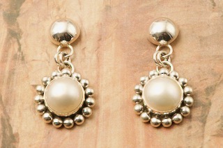 Artie Yellowhorse Genuine Mabe Pearl Sterling Silver Post Earrings